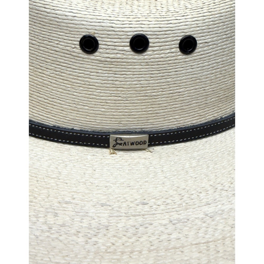 Atwood 7X Marfa Low Crown Long Oval Natural Straw Cowboy Hat Size 7 1/2 - Picture 9 of 13